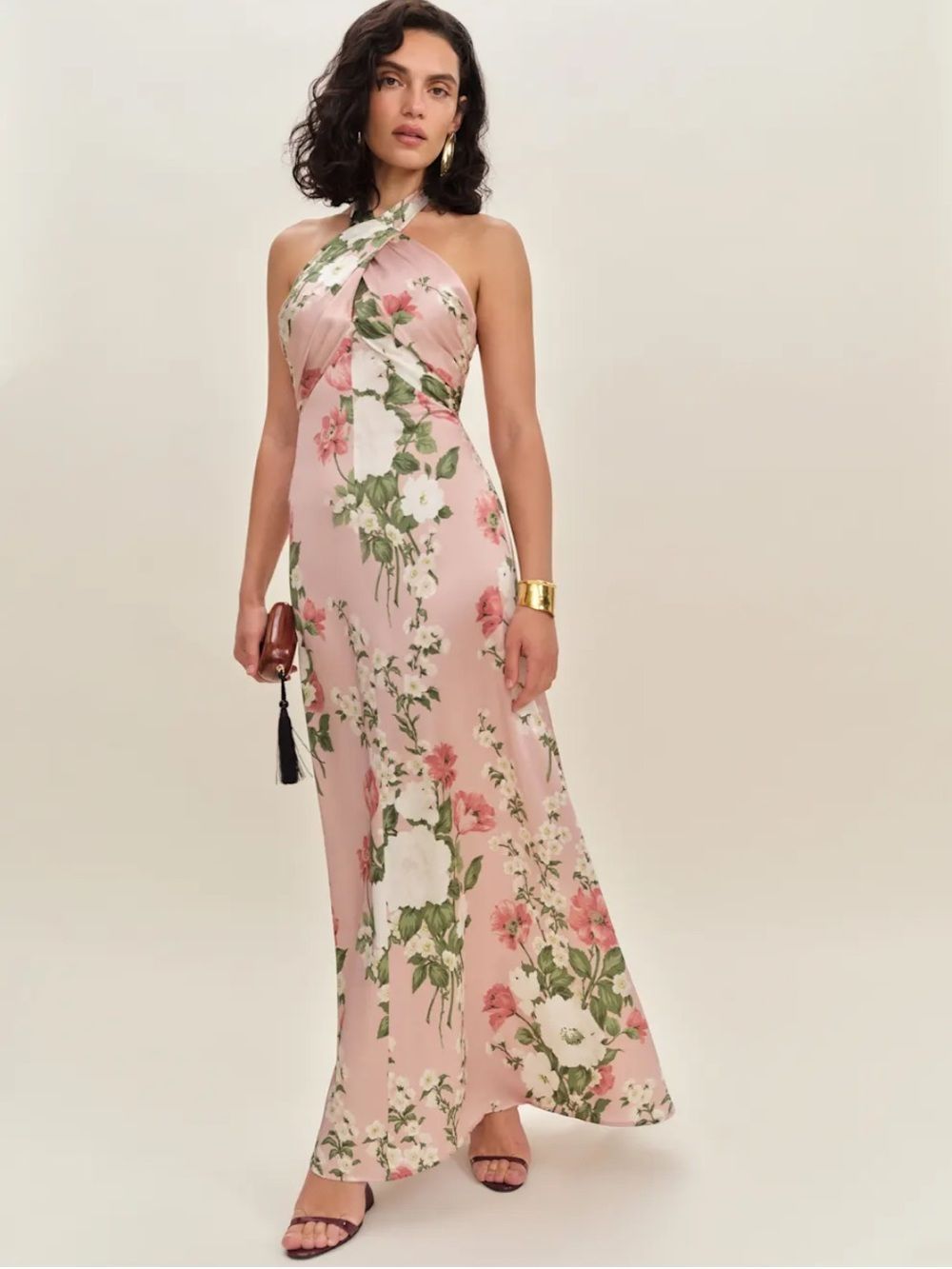 Reformation Veria Silk Dress Rose Garden Size 4